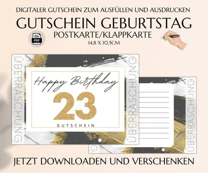 23. Geburtstag Gutschein Vorlage - JSKDesignStudio.de
