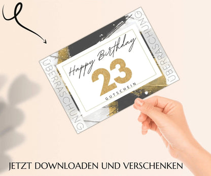 23. Geburtstag Gutschein Vorlage - JSKDesignStudio.de