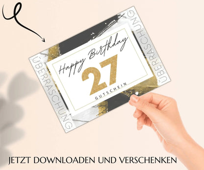 27. Geburtstag Gutschein Vorlage - JSKDesignStudio.de