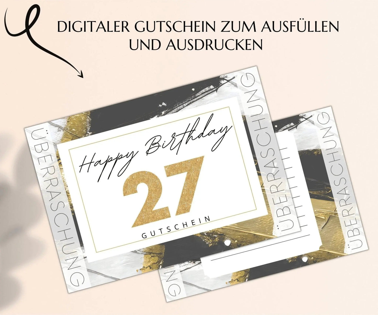 27. Geburtstag Gutschein Vorlage - JSKDesignStudio.de