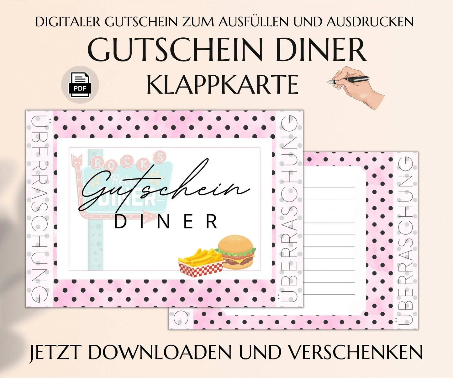 50s American Diner Gutschein Vorlage - JSKDesignStudio.de