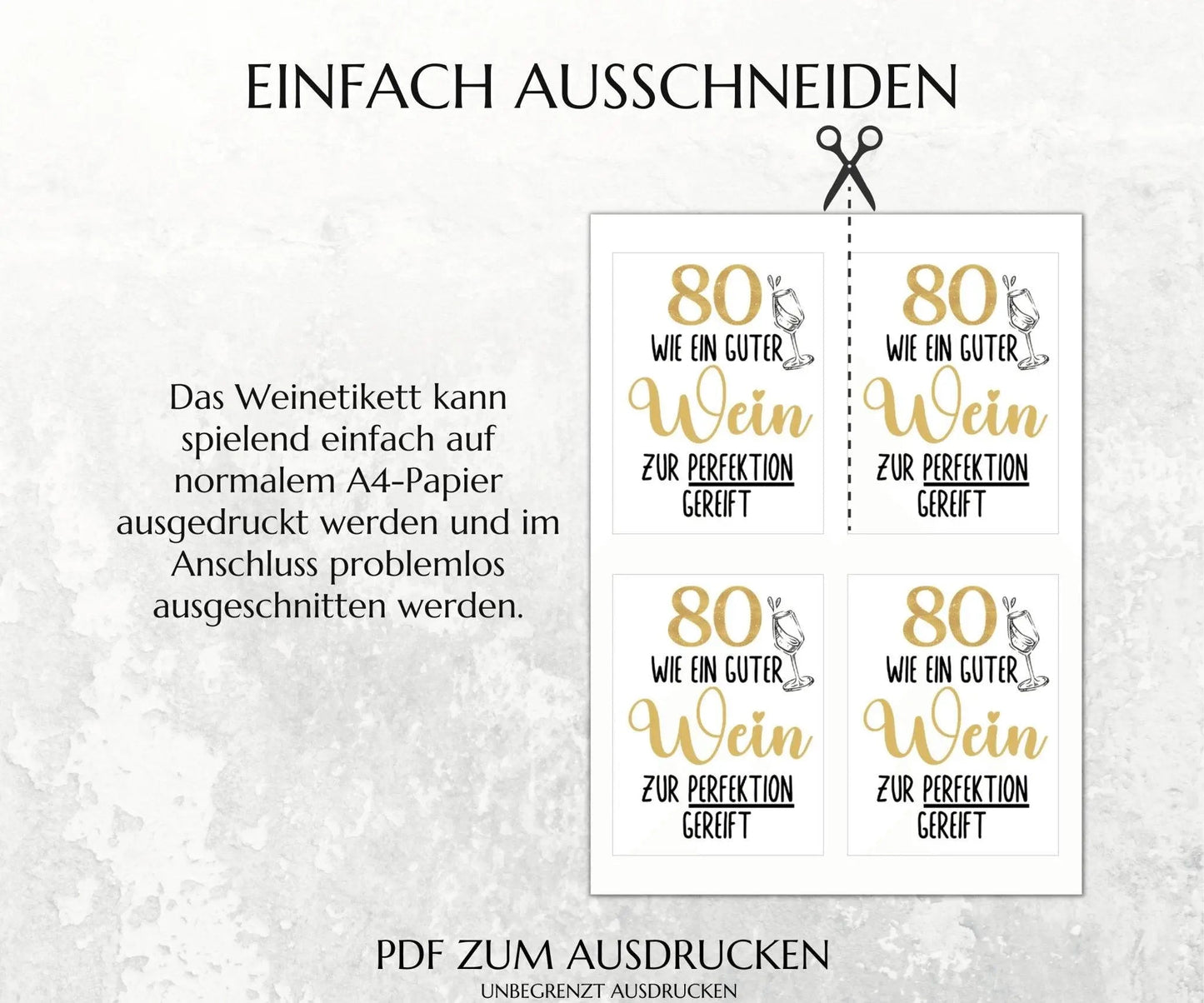 80. Geburtstag Weinetikett zum Ausdrucken - JSKDesignStudio.de