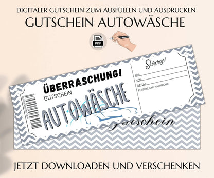 Autowäsche Gutschein Vorlage - JSKDesignStudio.de