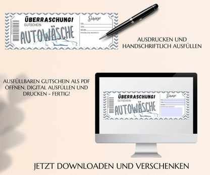 Autowäsche Gutschein Vorlage - JSKDesignStudio.de