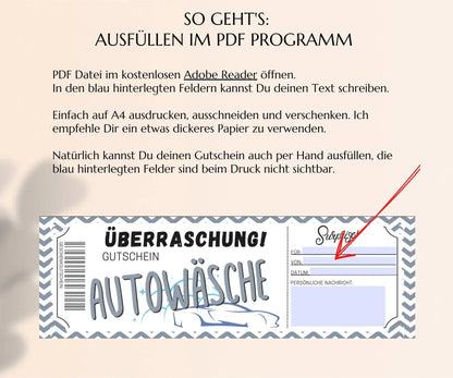Autowäsche Gutschein Vorlage - JSKDesignStudio.de