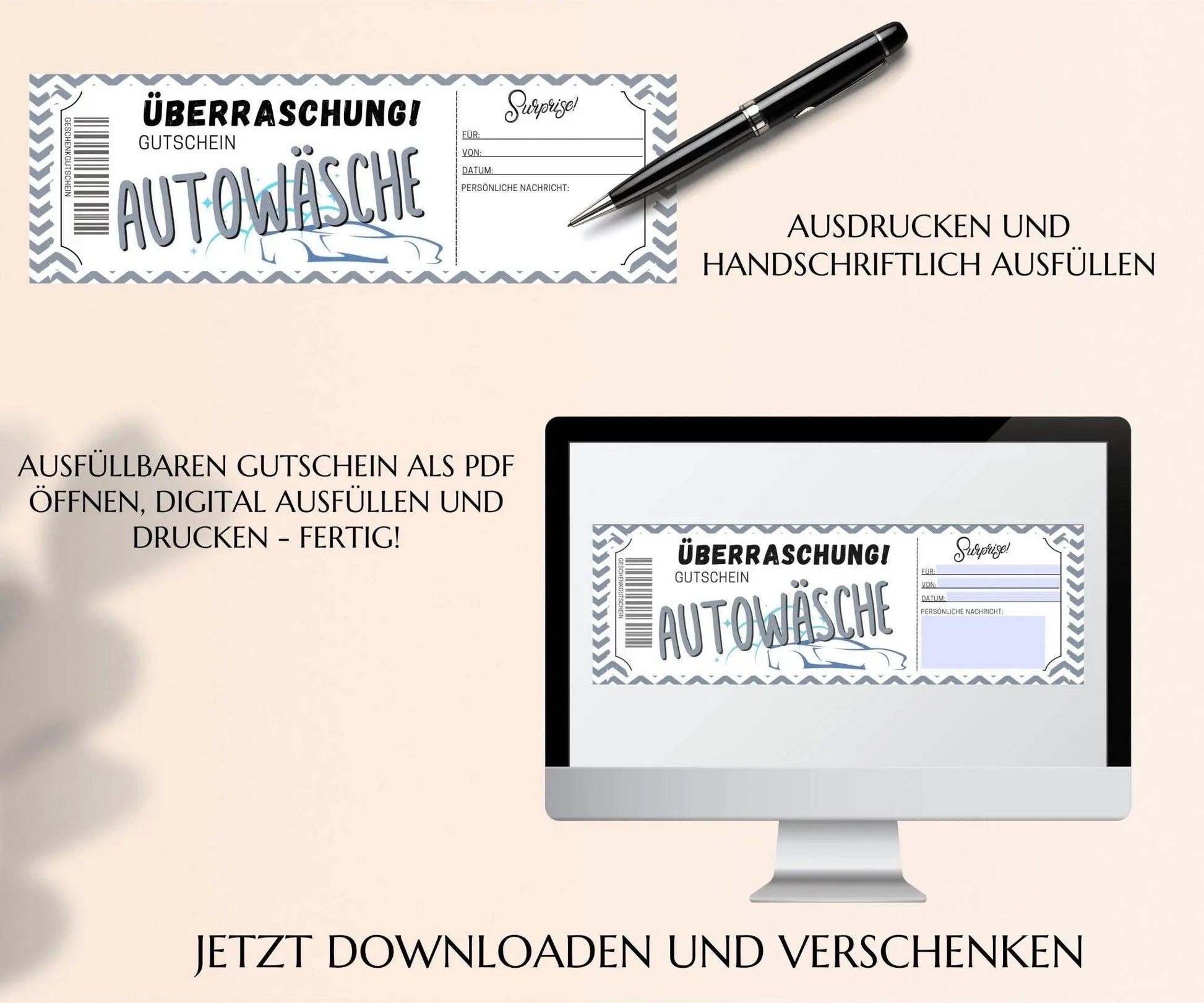 Autowäsche Gutschein Vorlage - JSKDesignStudio.de