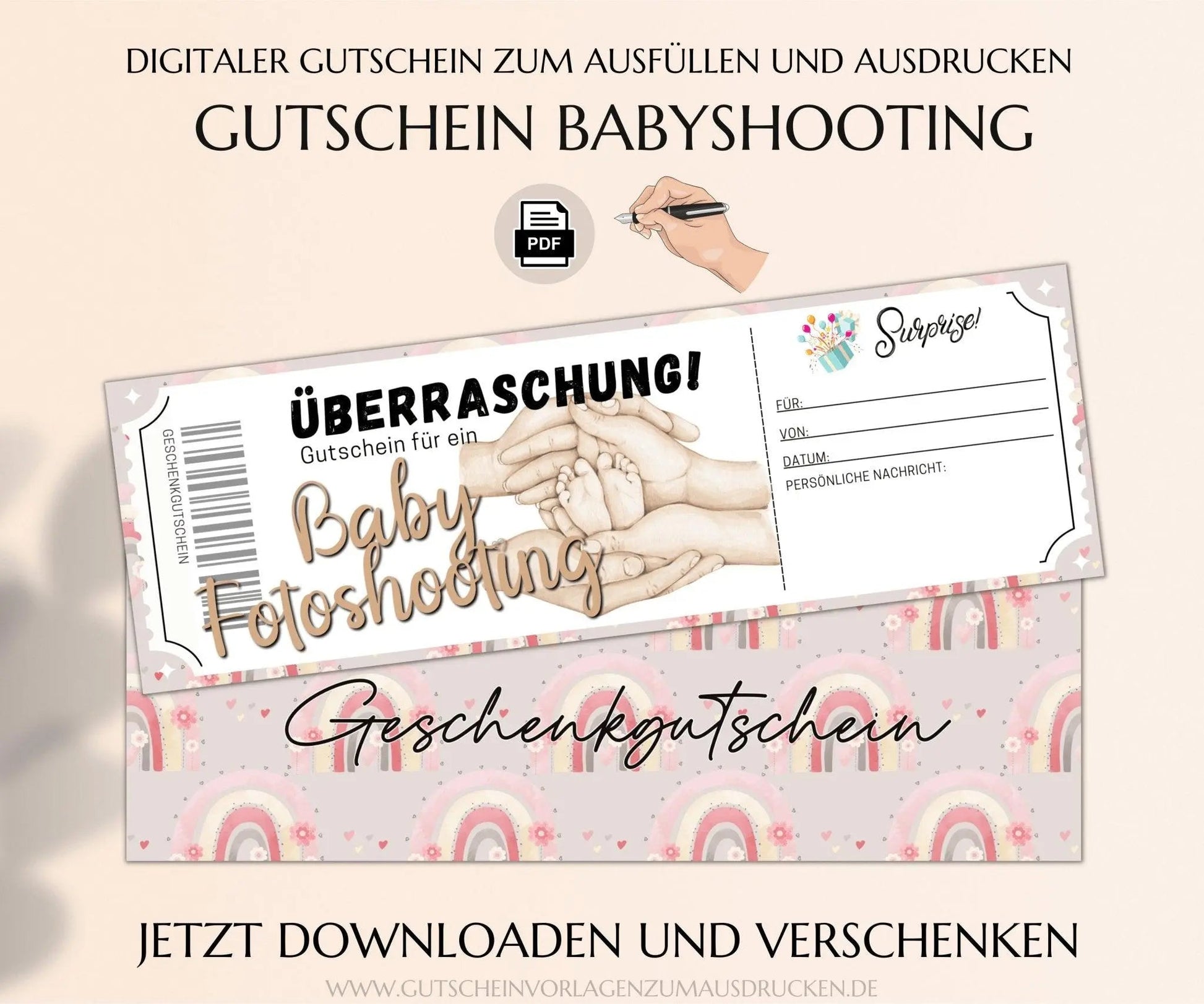 Baby Fotoshooting Gutschein Vorlage - JSKDesignStudio.de