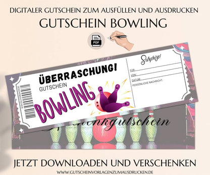 Bowling Gutschein Vorlage - JSKDesignStudio.de