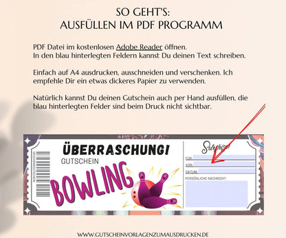 Bowling Gutschein Vorlage - JSKDesignStudio.de