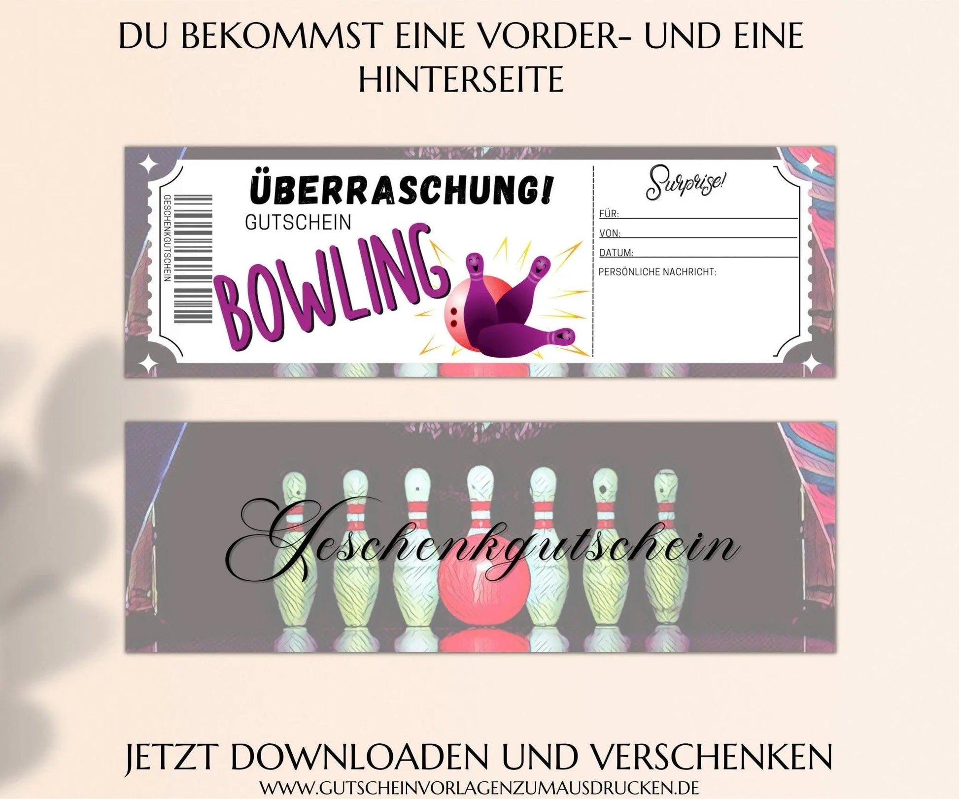 Bowling Gutschein Vorlage - JSKDesignStudio.de
