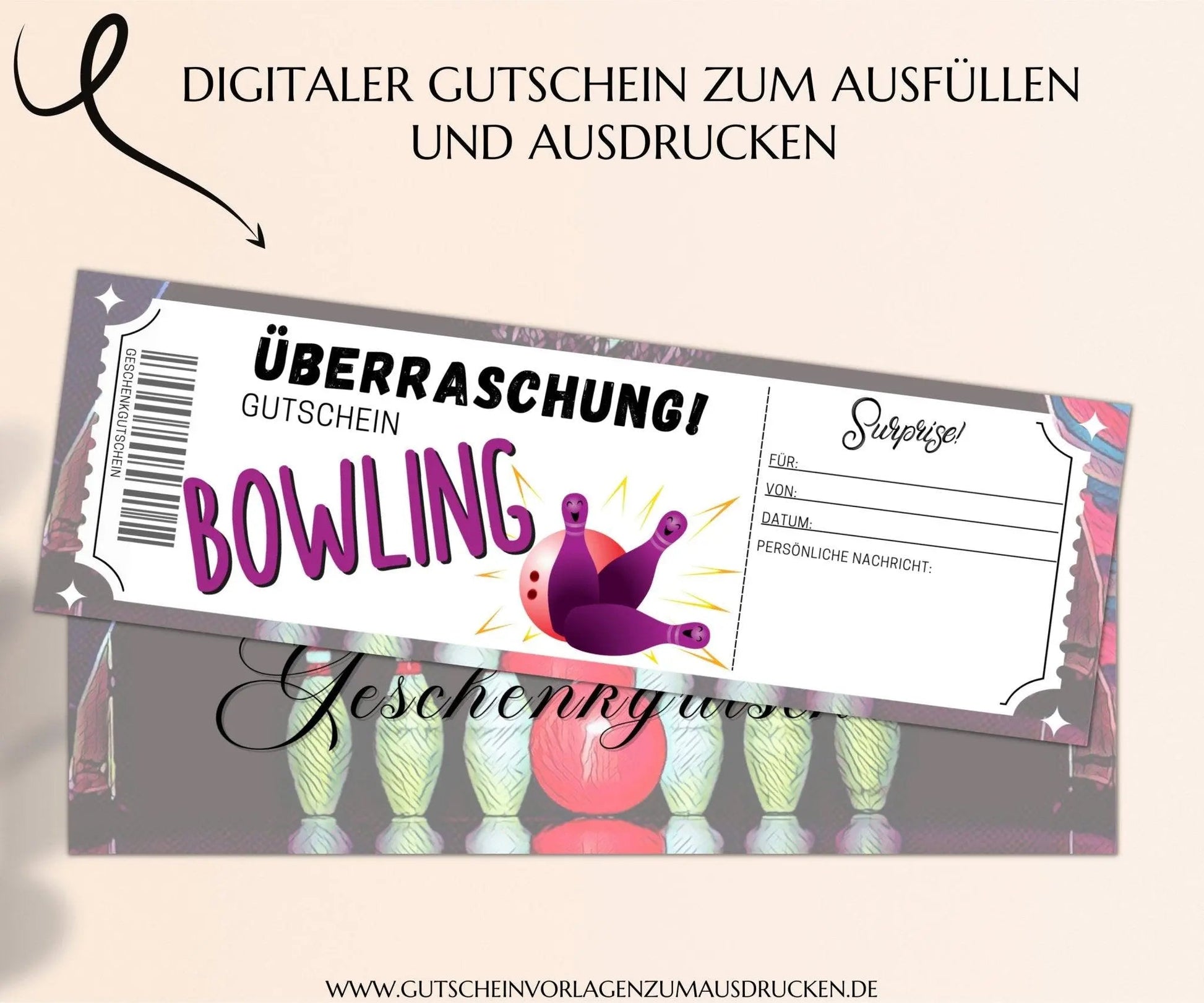 Bowling Gutschein Vorlage - JSKDesignStudio.de