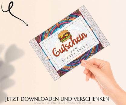 Burger essen gehen Gutschein Vorlage - JSKDesignStudio.de