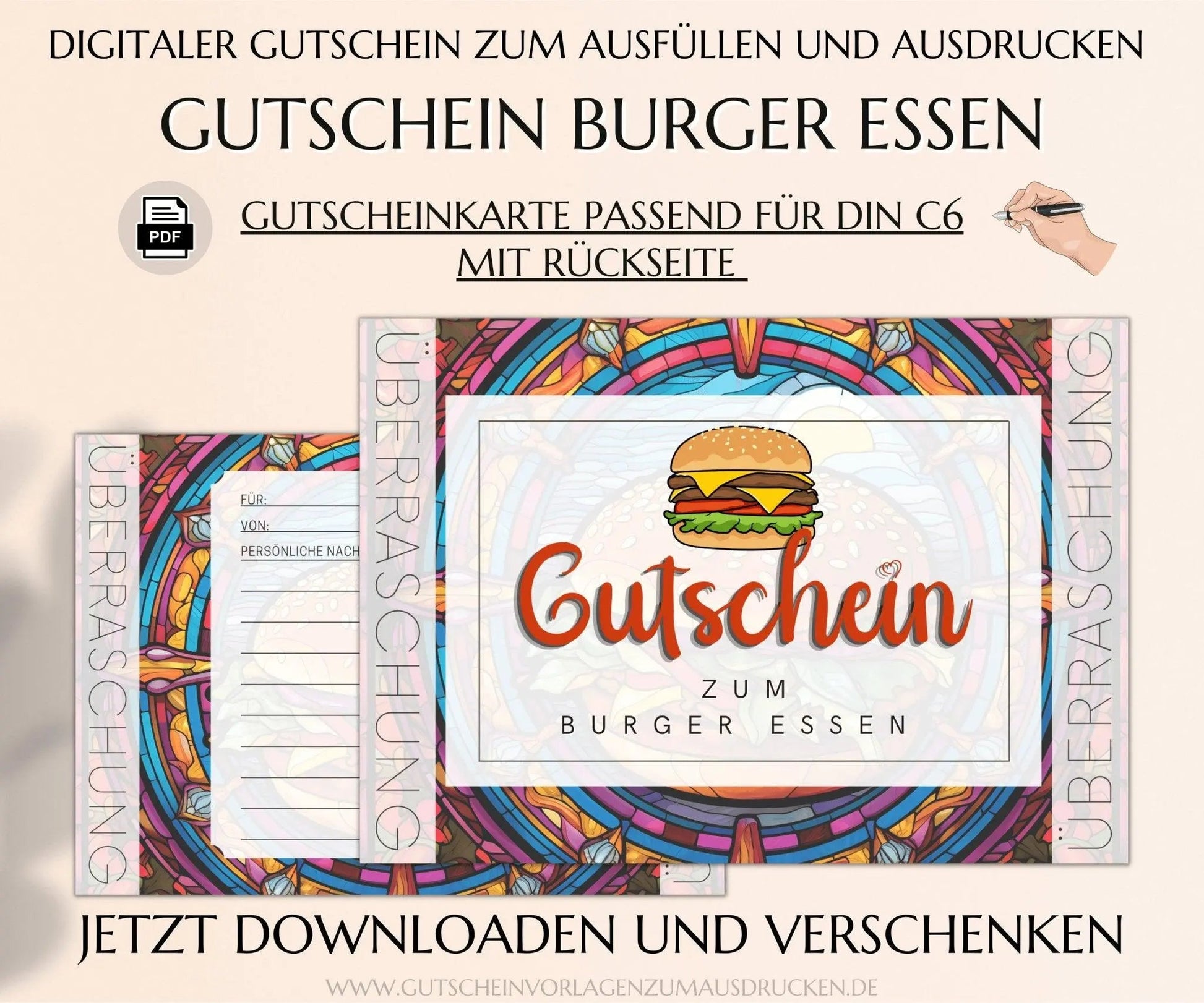 Burger essen gehen Gutschein Vorlage - JSKDesignStudio.de