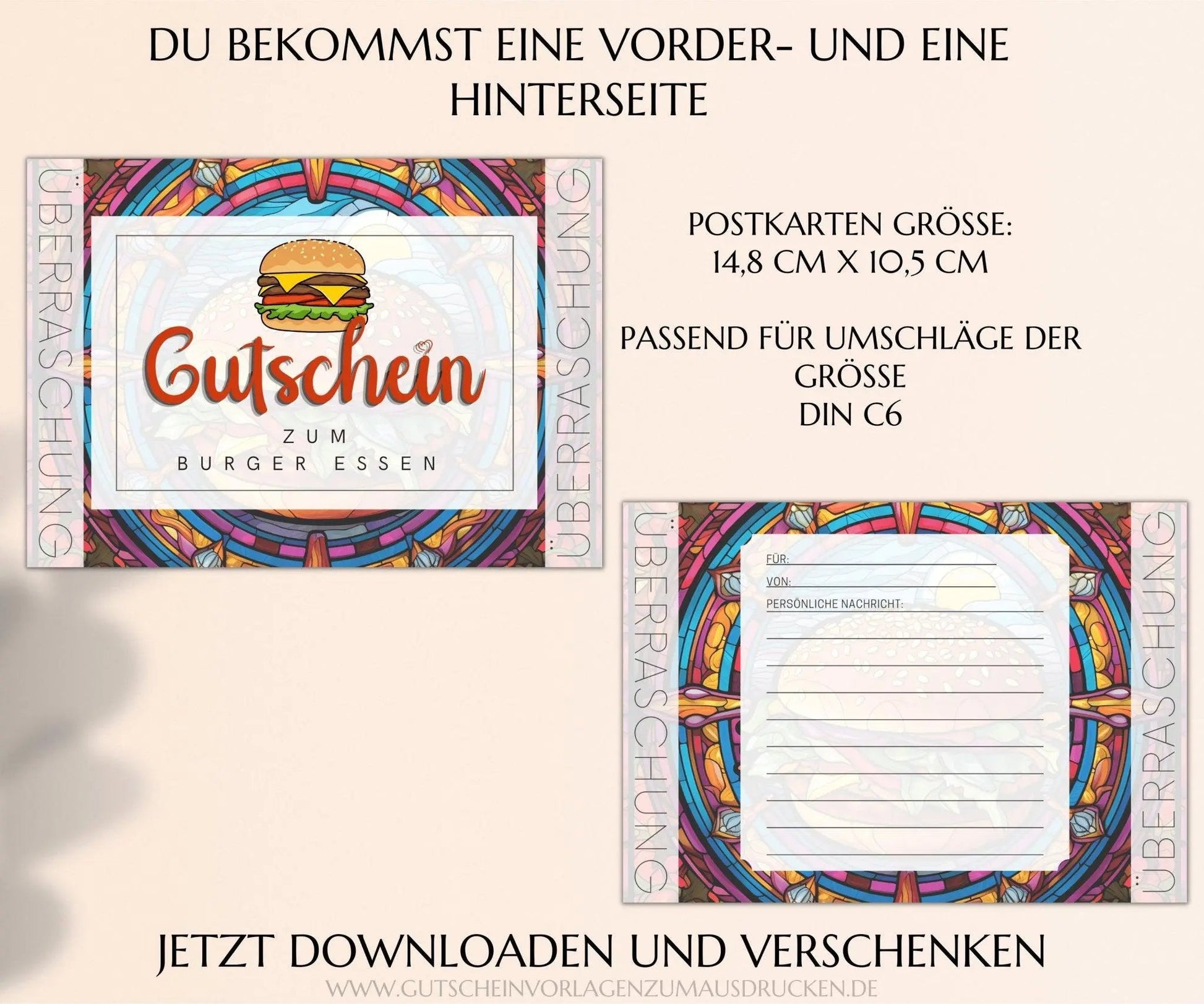 Burger essen gehen Gutschein Vorlage - JSKDesignStudio.de