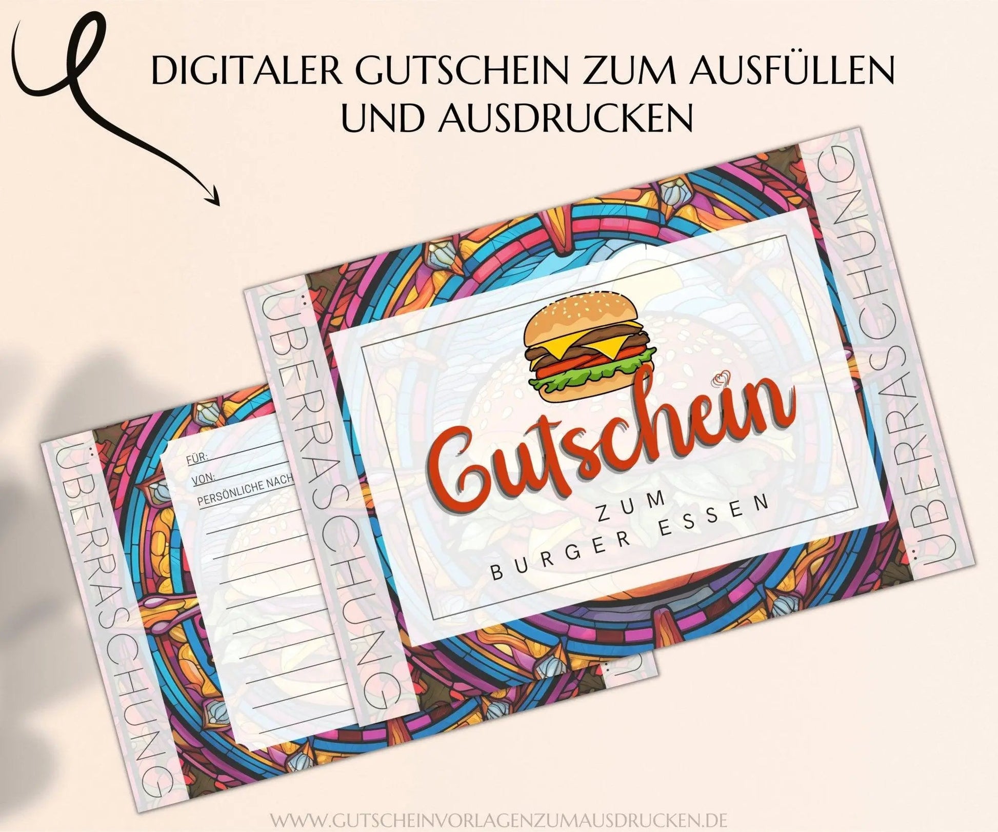 Burger essen gehen Gutschein Vorlage - JSKDesignStudio.de