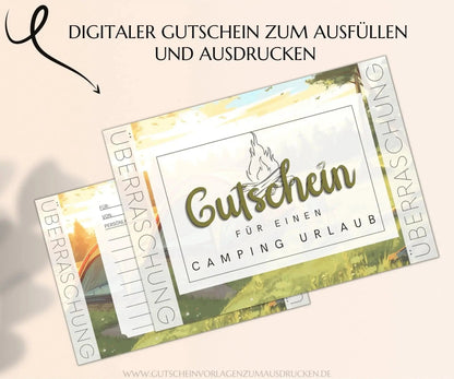 Camping Urlaub Gutschein Vorlage - JSKDesignStudio.de