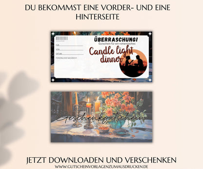 Candle light dinner Gutschein Vorlage - JSKDesignStudio.de