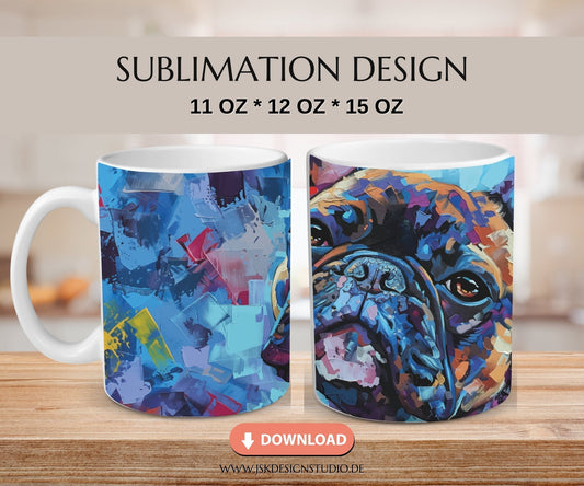 Französische Bulldogge - Druckvorlage für Tassen Sublimation - JSKDesignStudio.de