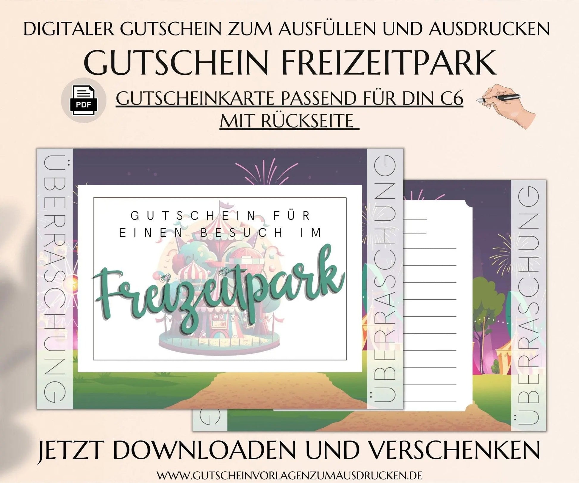 Freizeitpark Gutschein Vorlage - JSKDesignStudio.de