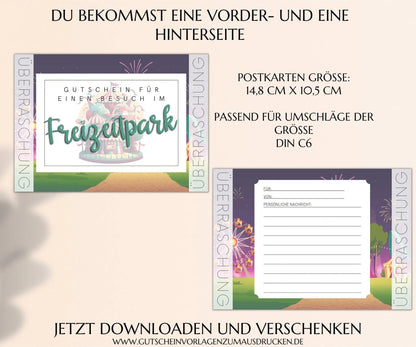 Freizeitpark Gutschein Vorlage - JSKDesignStudio.de