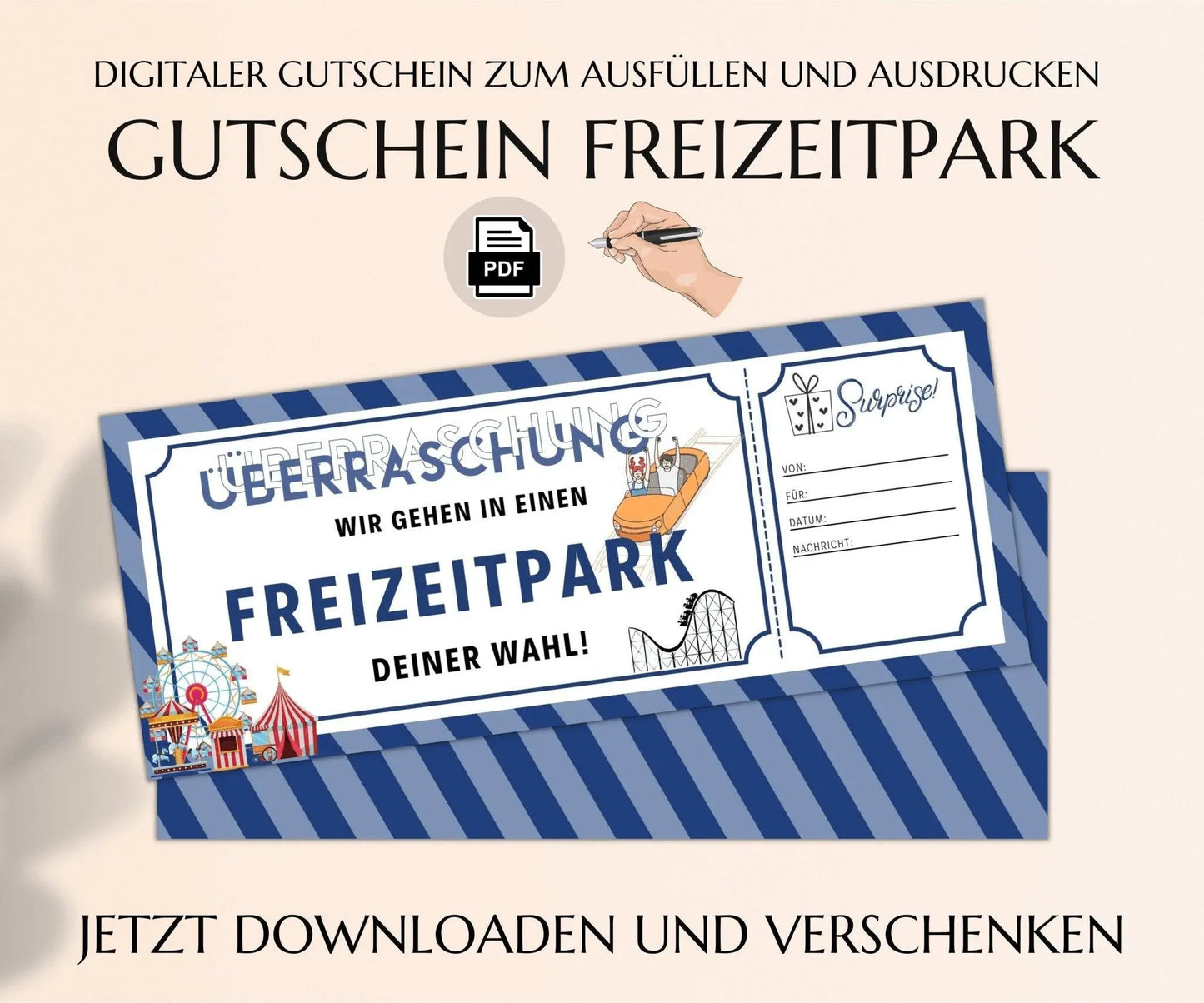 Freizeitpark Gutschein Vorlage - JSKDesignStudio.de