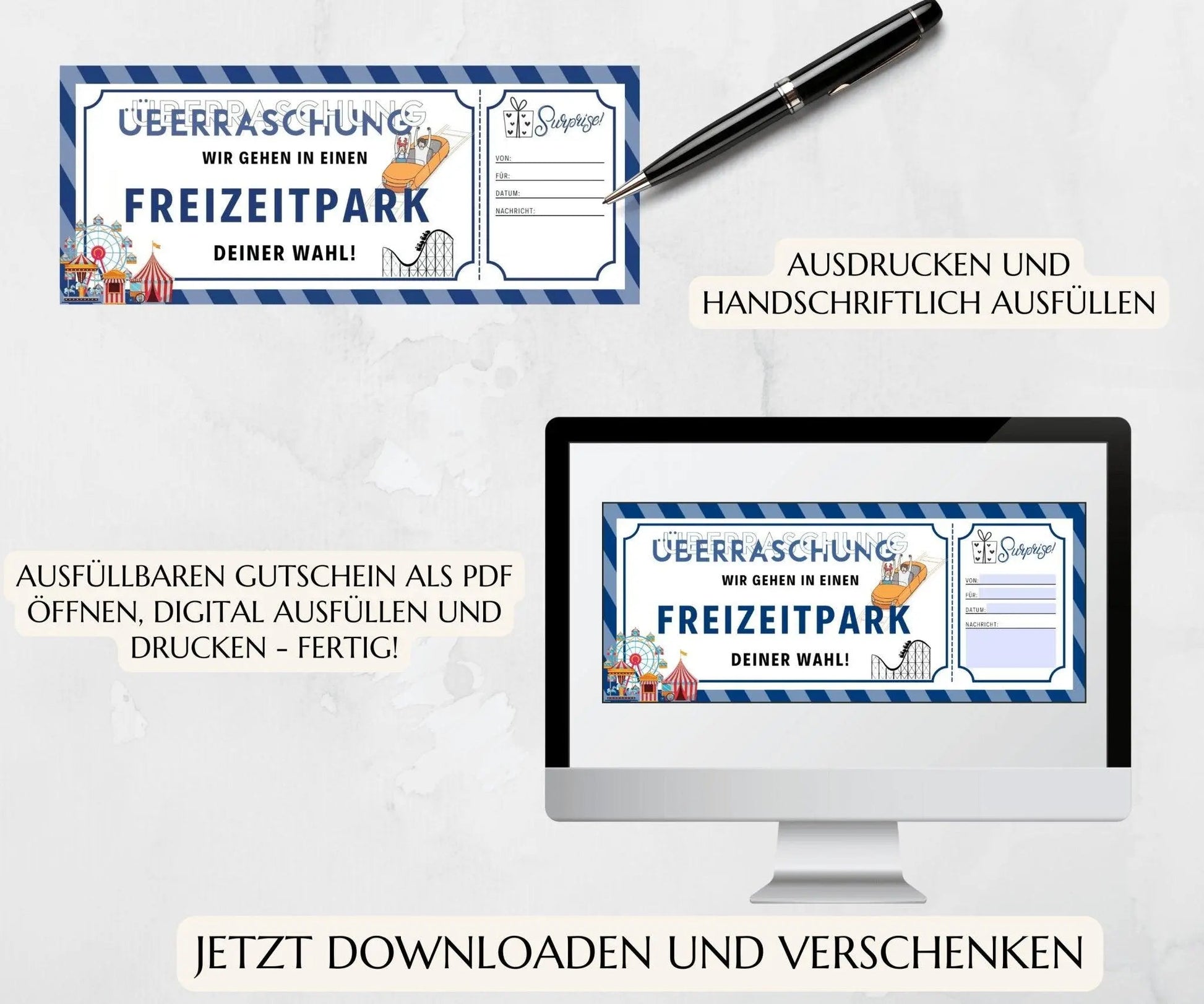 Freizeitpark Gutschein Vorlage - JSKDesignStudio.de