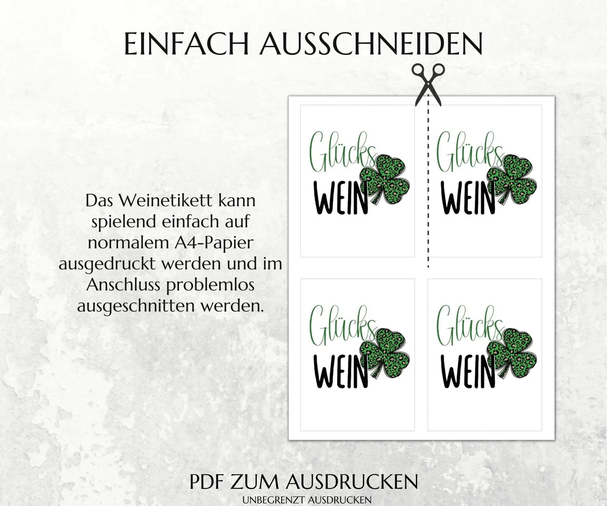 Glücks Wein Weinetikett zum Ausdrucken - JSKDesignStudio.de