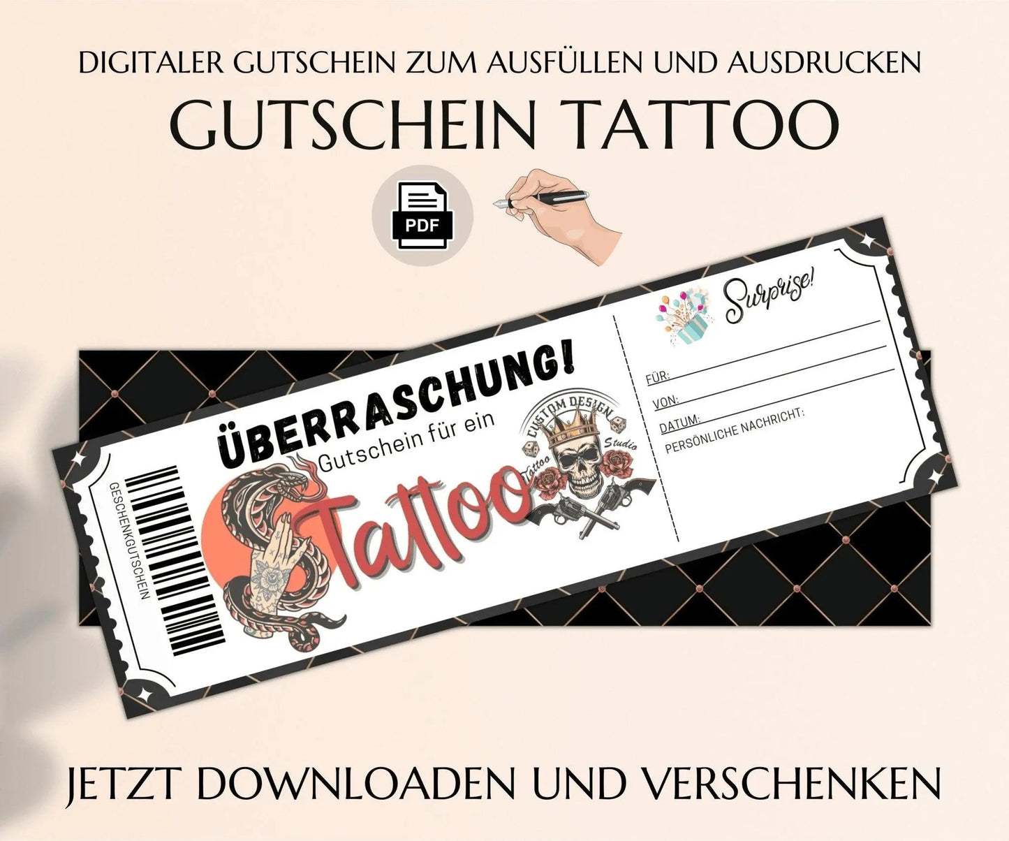 Gutschein für ein Tattoo Vorlage - JSKDesignStudio.de