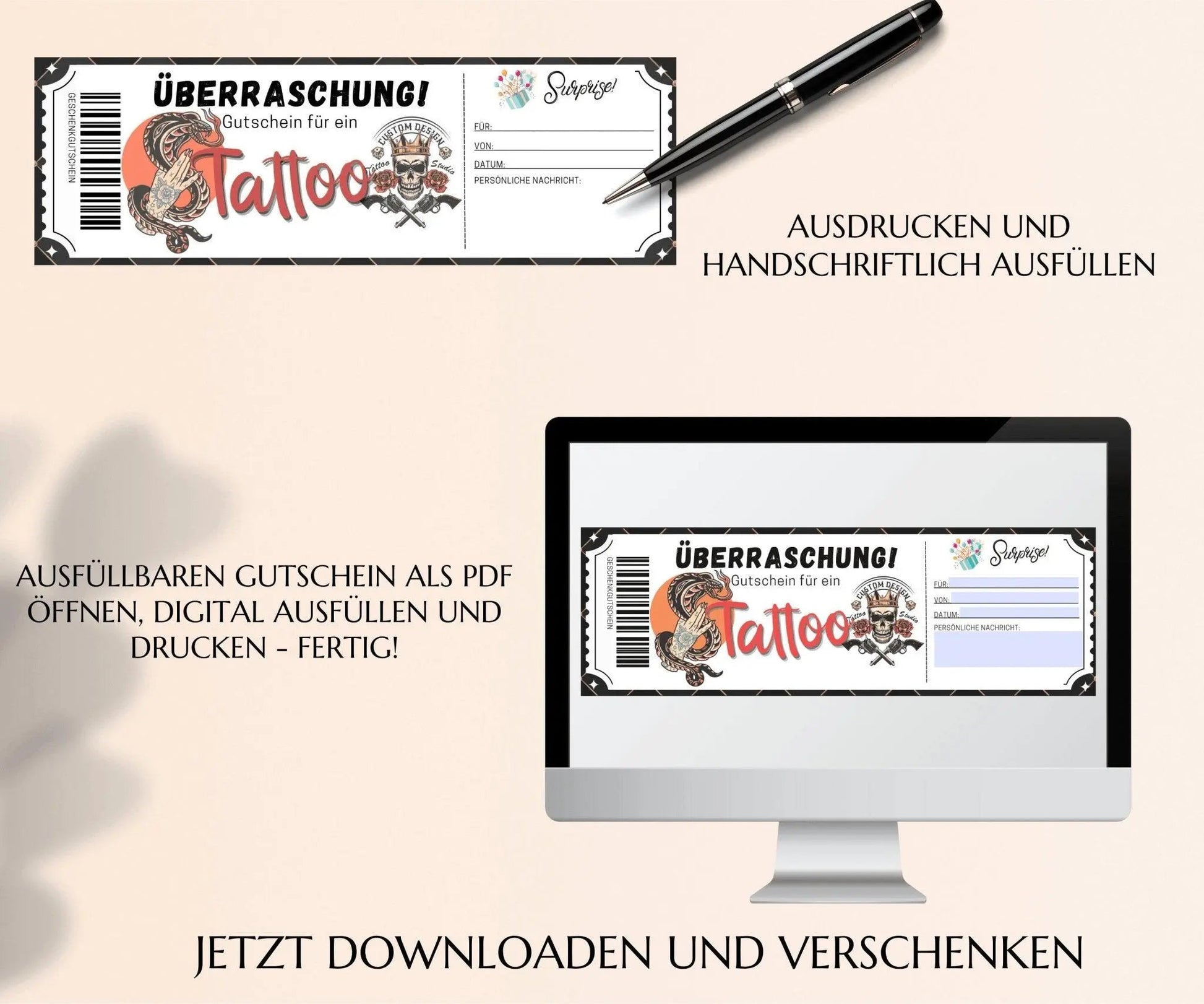 Gutschein für ein Tattoo Vorlage - JSKDesignStudio.de