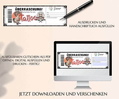 Gutschein für ein Tattoo Vorlage - JSKDesignStudio.de