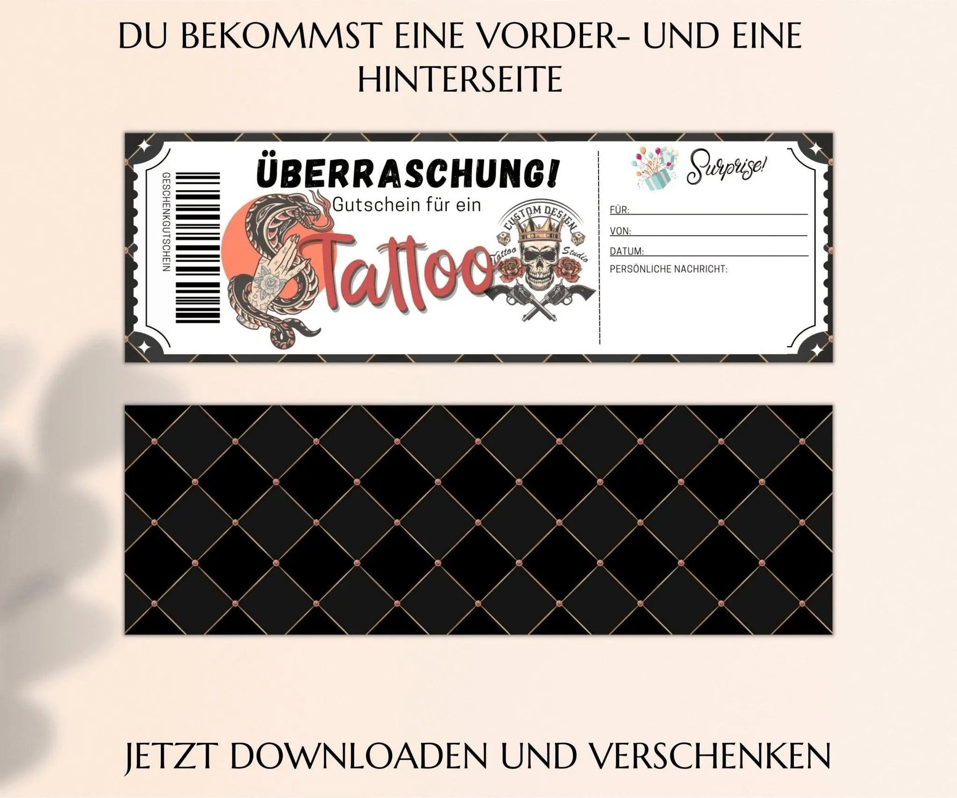 Gutschein für ein Tattoo Vorlage - JSKDesignStudio.de
