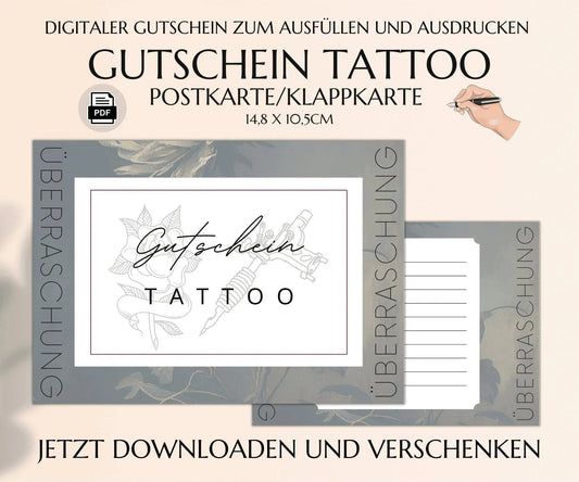 Gutschein für ein Tattoo Vorlage zum Ausdrucken - JSKDesignStudio.de