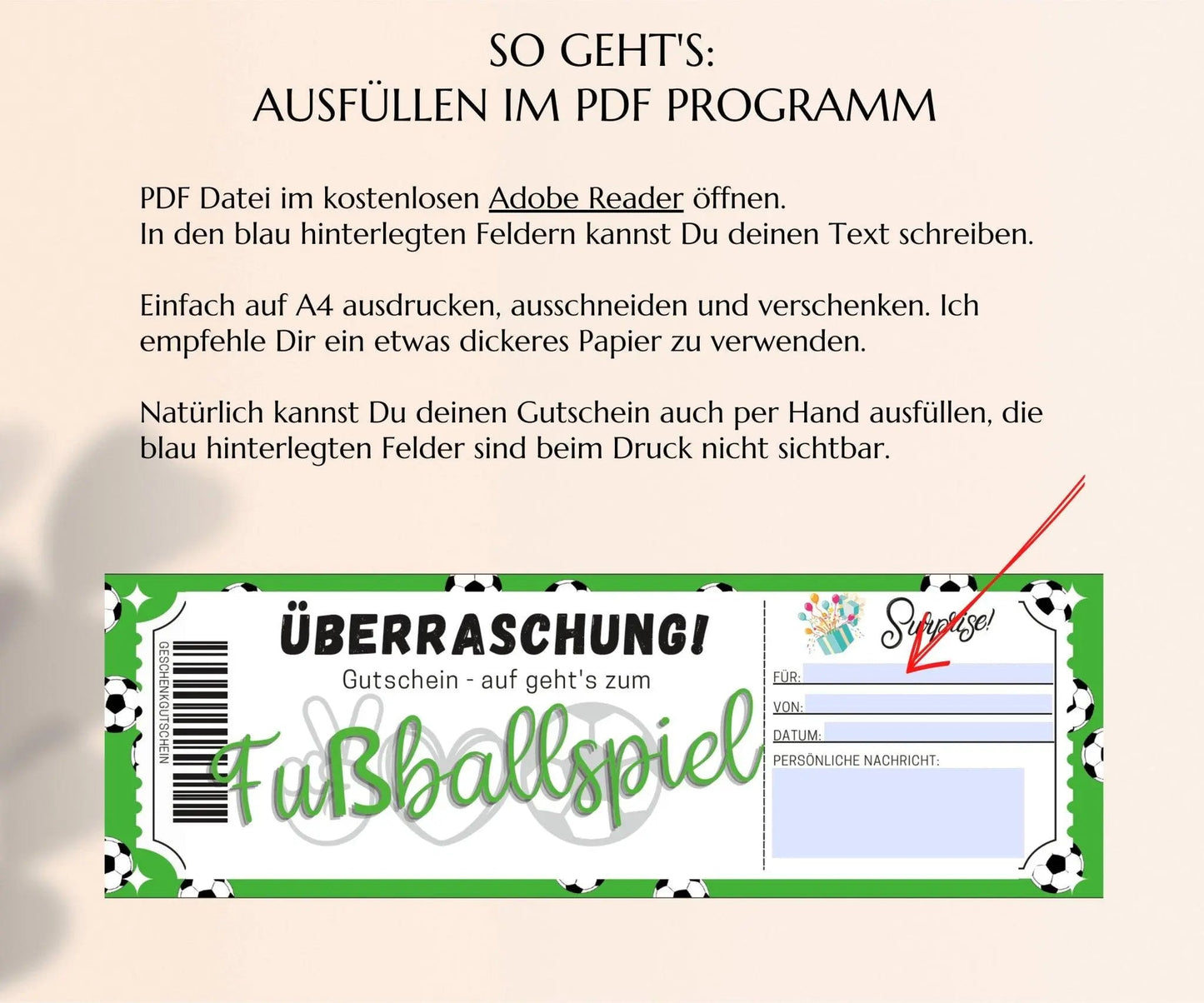 Gutschein Fußballspiel Vorlage - JSKDesignStudio.de