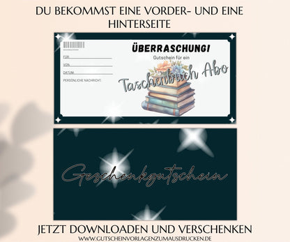 Gutschein Taschenbuch Abo Vorlage - JSKDesignStudio.de