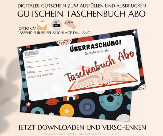 Gutschein Taschenbuch Abo Vorlage - JSKDesignStudio.de