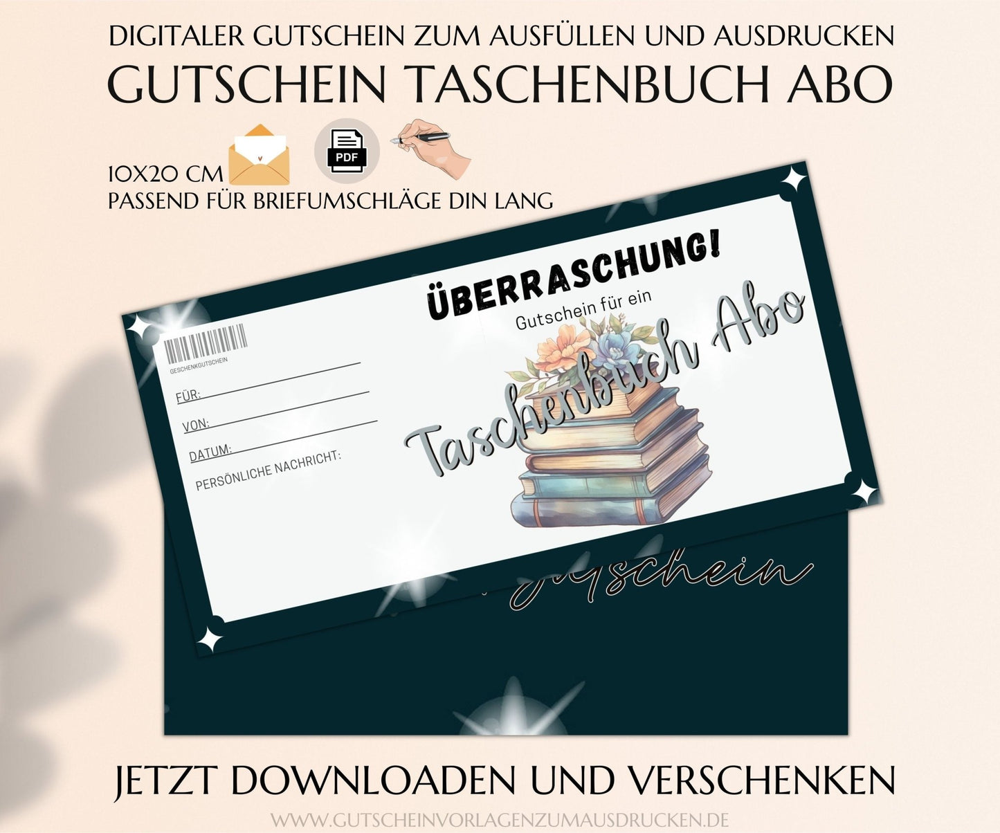 Gutschein Taschenbuch Abo Vorlage - JSKDesignStudio.de