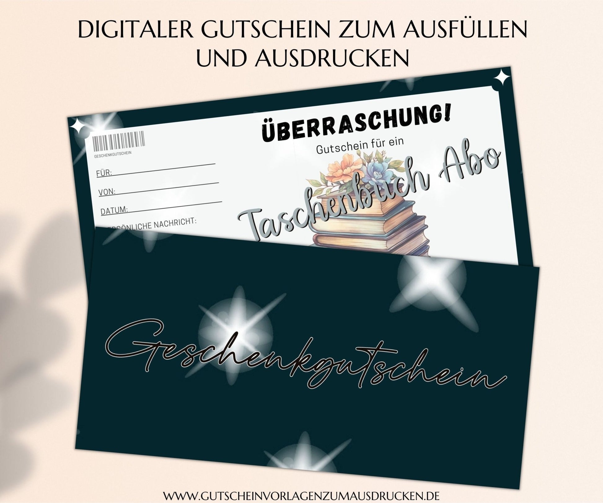Gutschein Taschenbuch Abo Vorlage - JSKDesignStudio.de