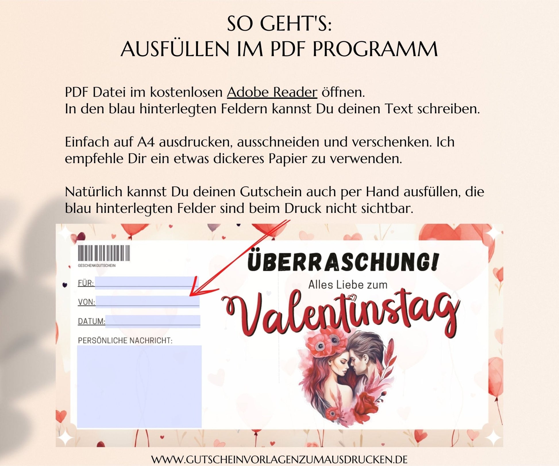 Gutschein Valentinstag Vorlage - JSKDesignStudio.de