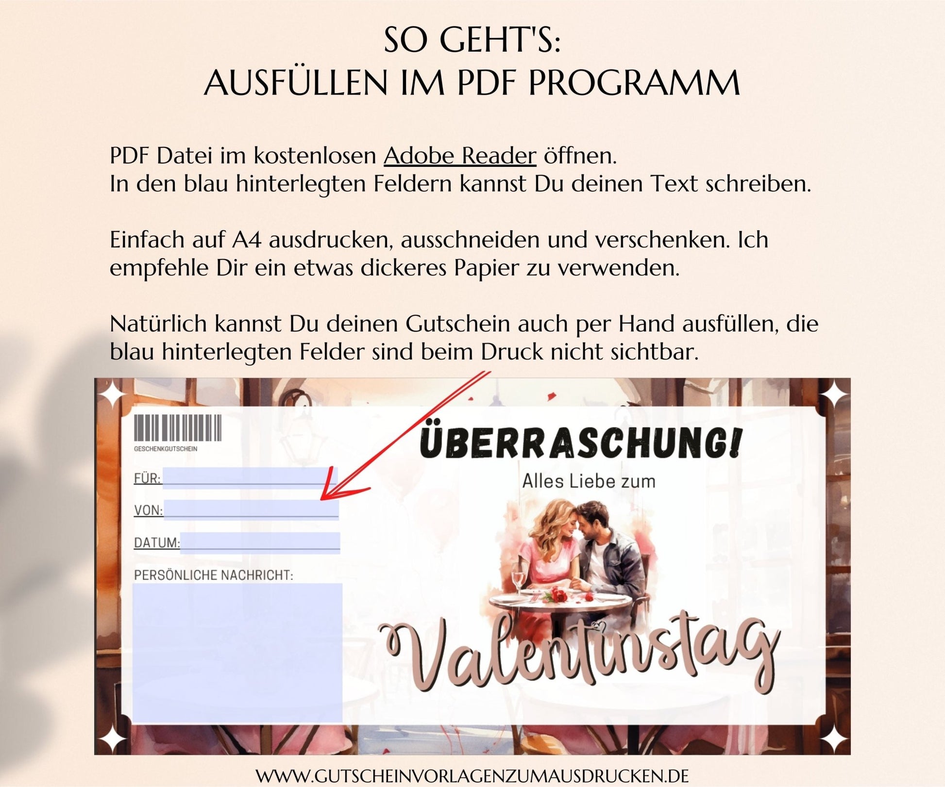 Gutschein Valentinstag Vorlage - JSKDesignStudio.de