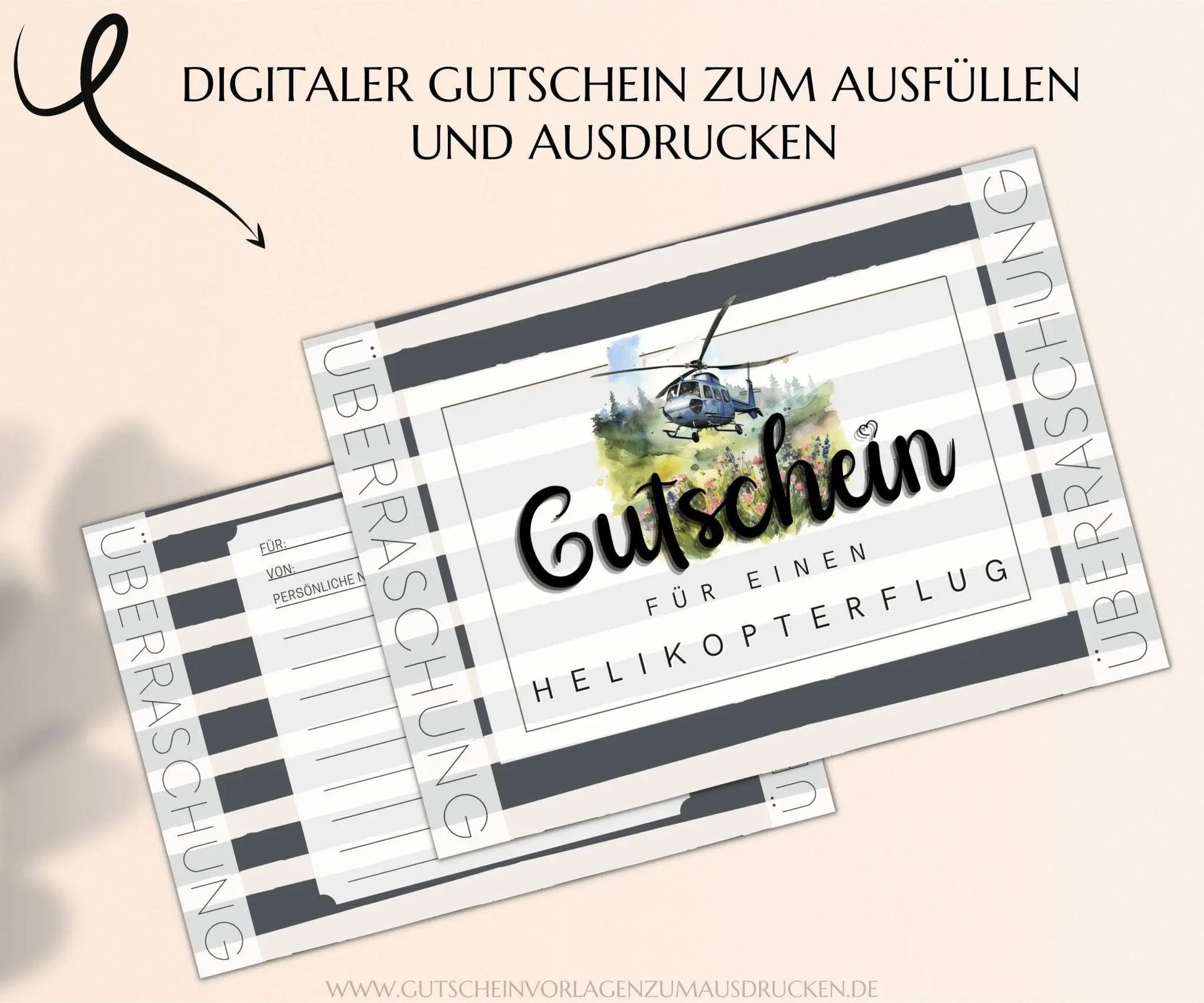 Hubschrauber Rundflug Gutschein Vorlage - JSKDesignStudio.de