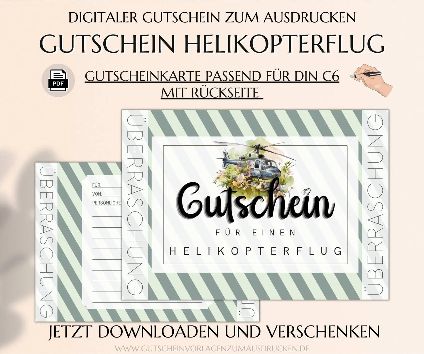 Hubschrauber Rundflug Gutschein Vorlage - JSKDesignStudio.de