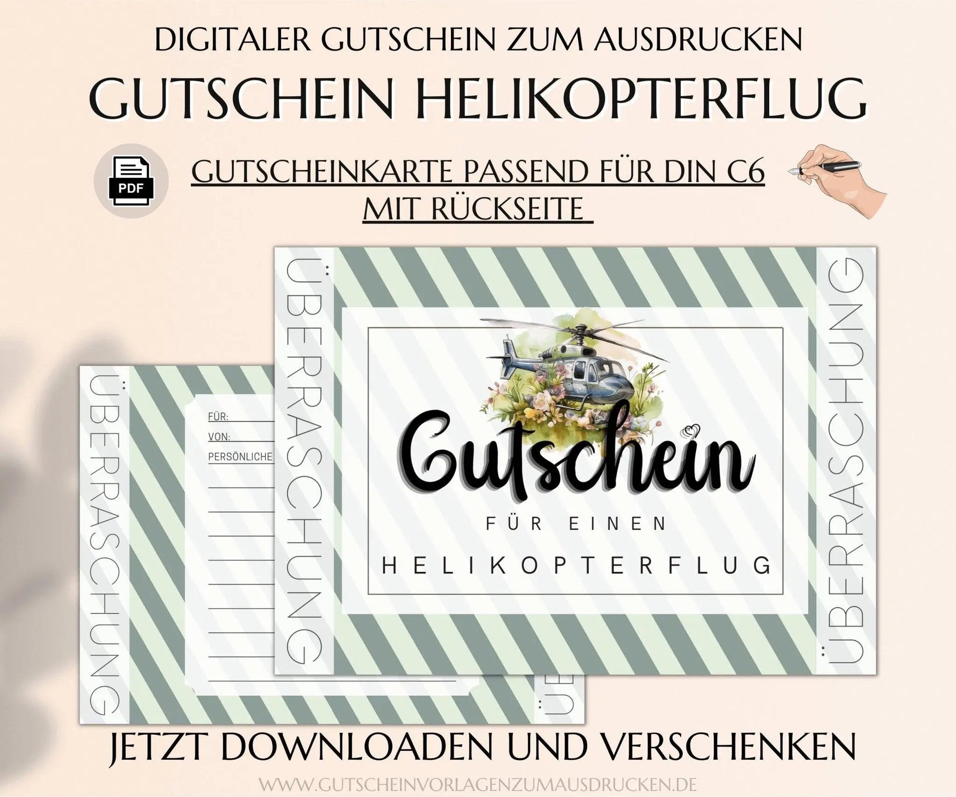 Hubschrauber Rundflug Gutschein Vorlage - JSKDesignStudio.de