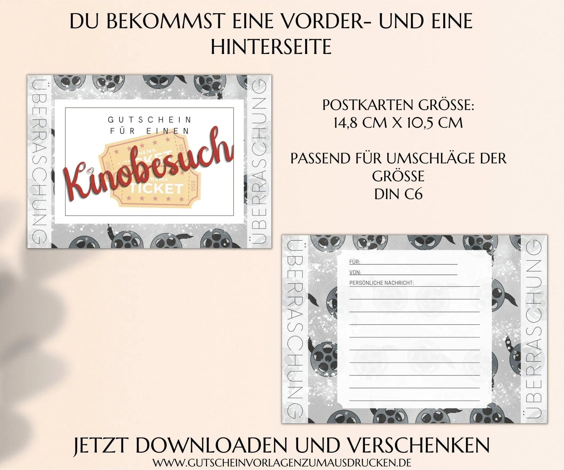 Kinobesuch Gutschein Vorlage zum Ausdrucken | JSK260 - JSKDesignStudio.de