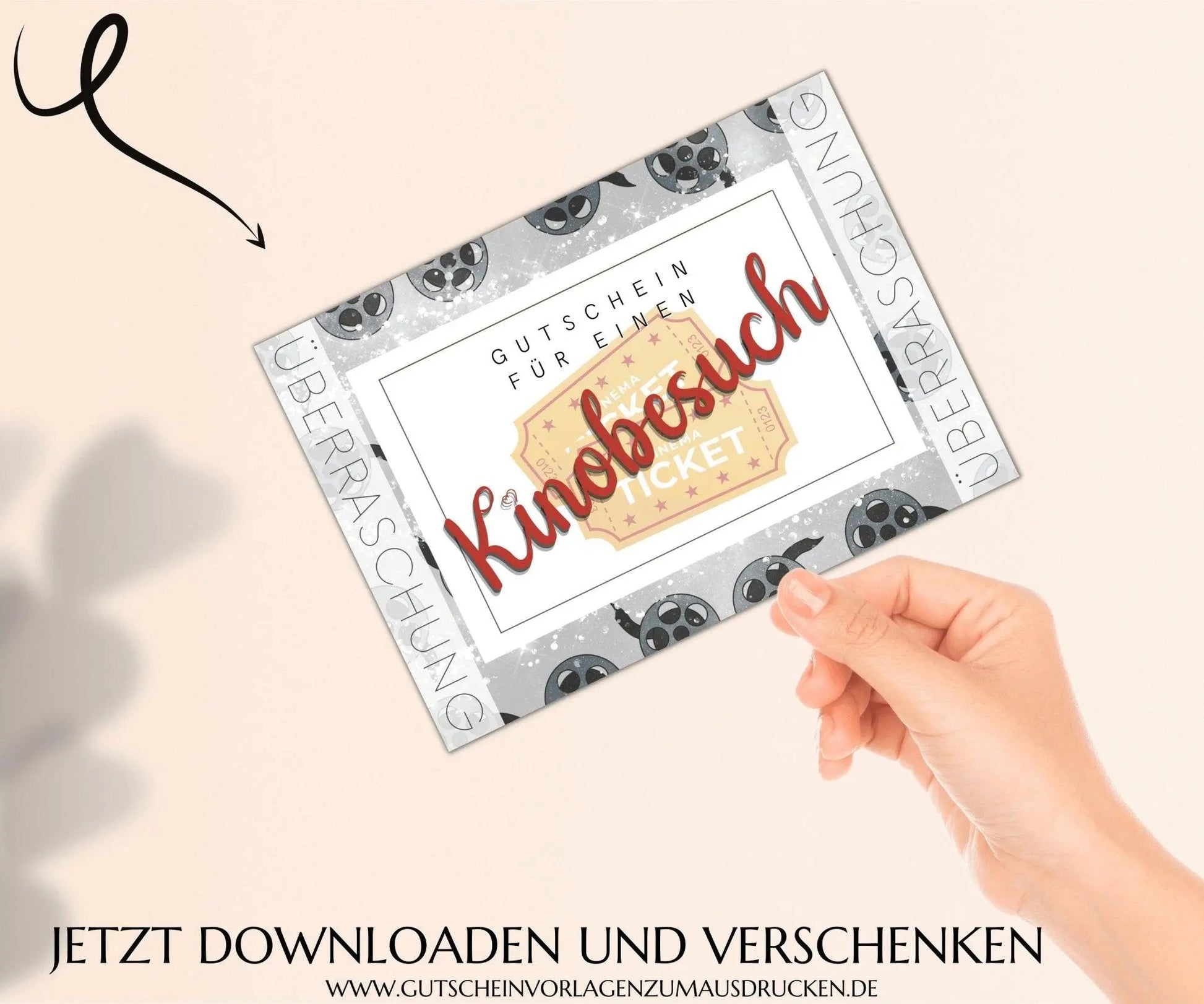 Kinobesuch Gutschein Vorlage zum Ausdrucken | JSK260 - JSKDesignStudio.de