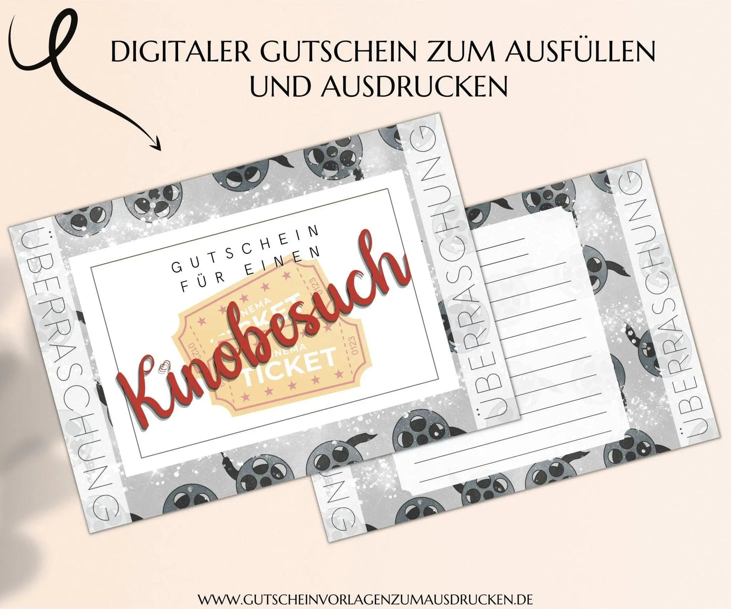 Kinobesuch Gutschein Vorlage zum Ausdrucken | JSK260 - JSKDesignStudio.de