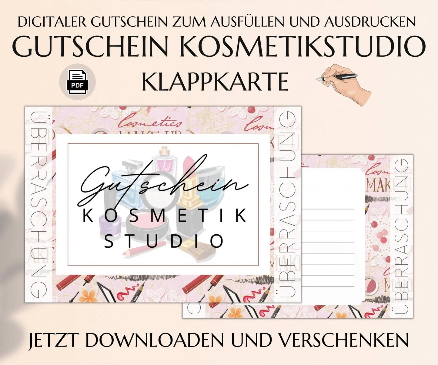 Kosmetikstudio Gutschein Vorlage zum Ausdrucken | JSK137 - JSKDesignStudio.de