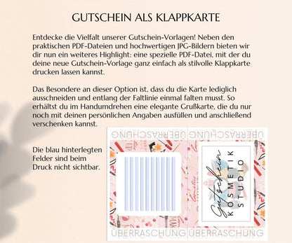 Kosmetikstudio Gutschein Vorlage zum Ausdrucken | JSK137 - JSKDesignStudio.de
