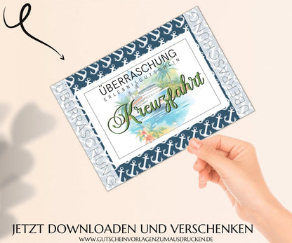 Kreuzfahrt Gutschein Karte Vorlage zum Ausdrucken | JSK234 - JSKDesignStudio.de