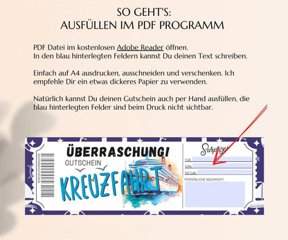 Kreuzfahrt Gutschein Vorlage zum Ausdrucken | JSK201 - JSKDesignStudio.de