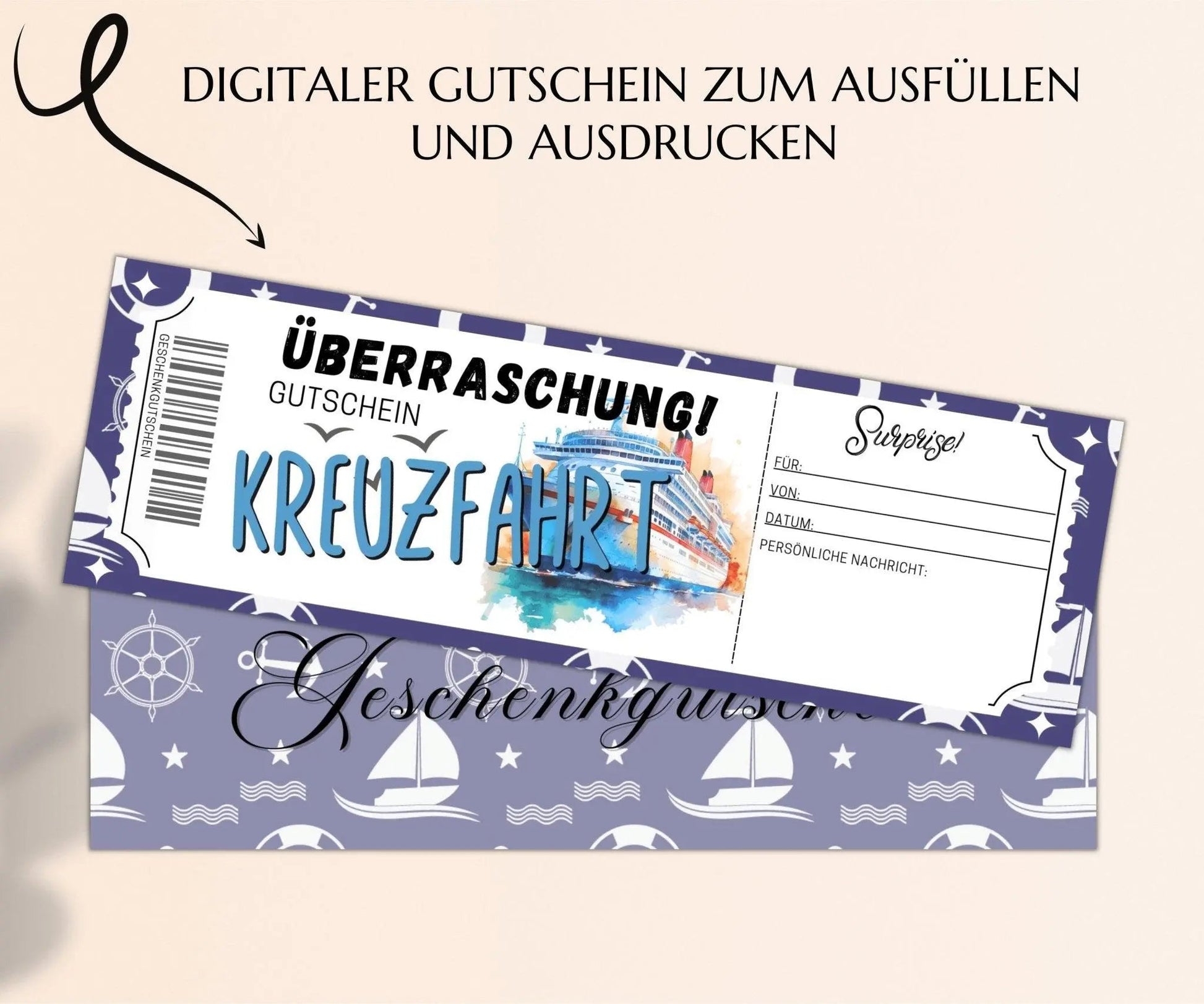 Kreuzfahrt Gutschein Vorlage zum Ausdrucken | JSK201 - JSKDesignStudio.de